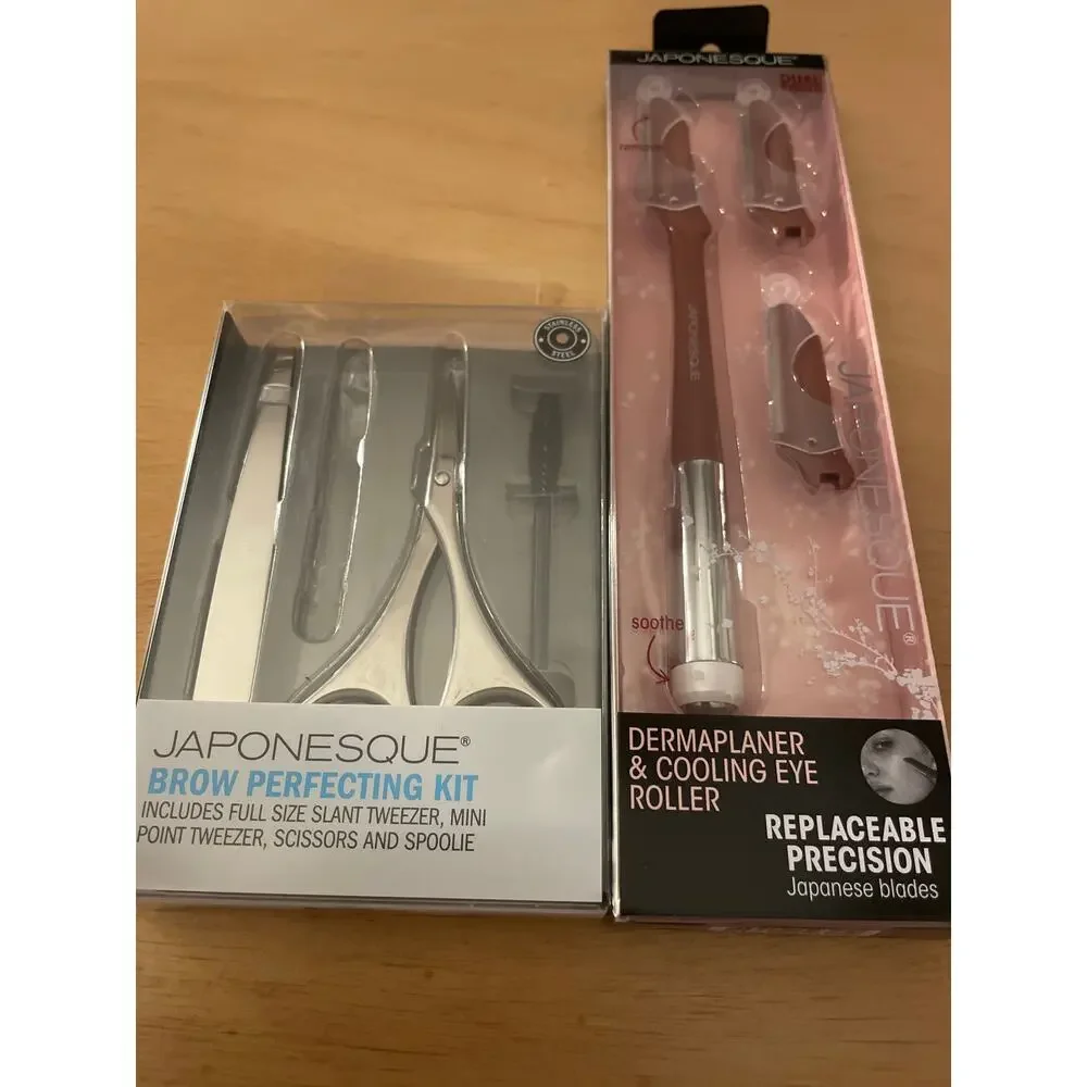 New Bundle 2 Japonesque Brow Perfecting Kit & Dermaplaner & Cooling Eye Roller